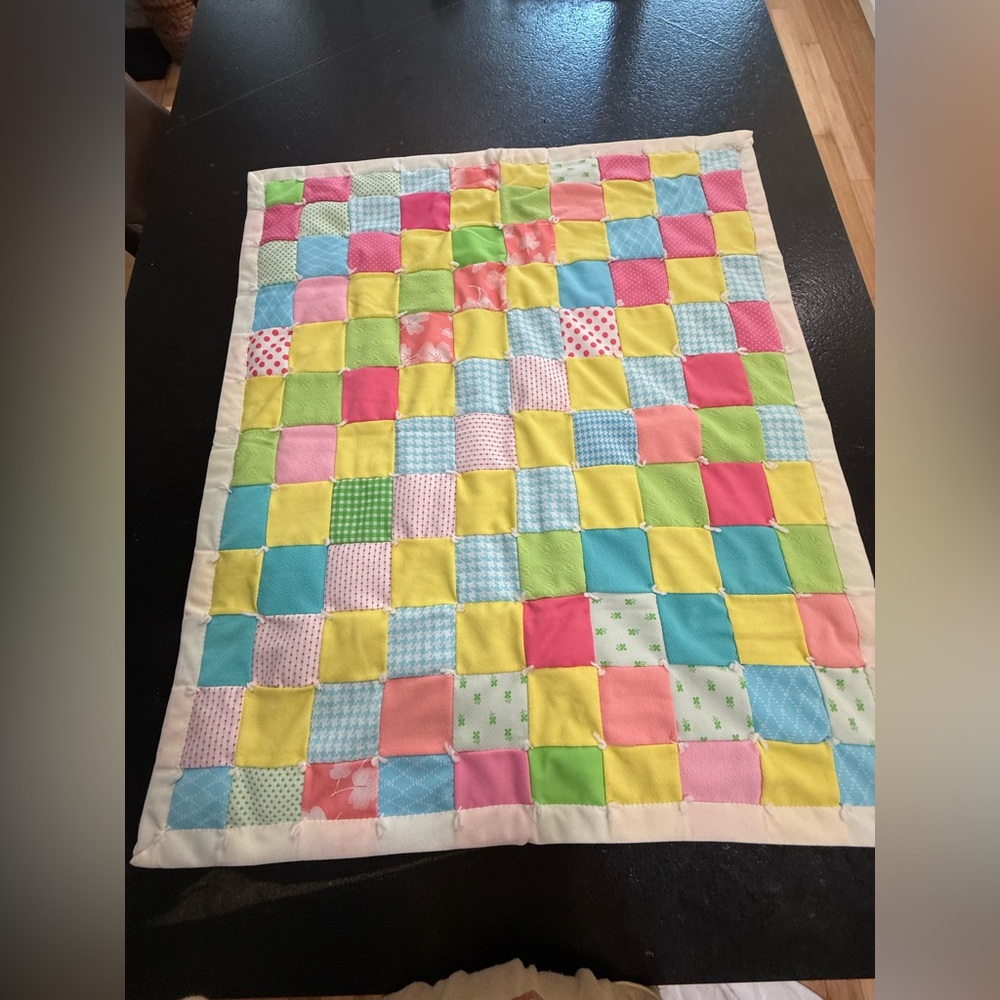 Handmade Colorful Patchwork Baby Quilt — 38” x 45” - Picture 13 of 13